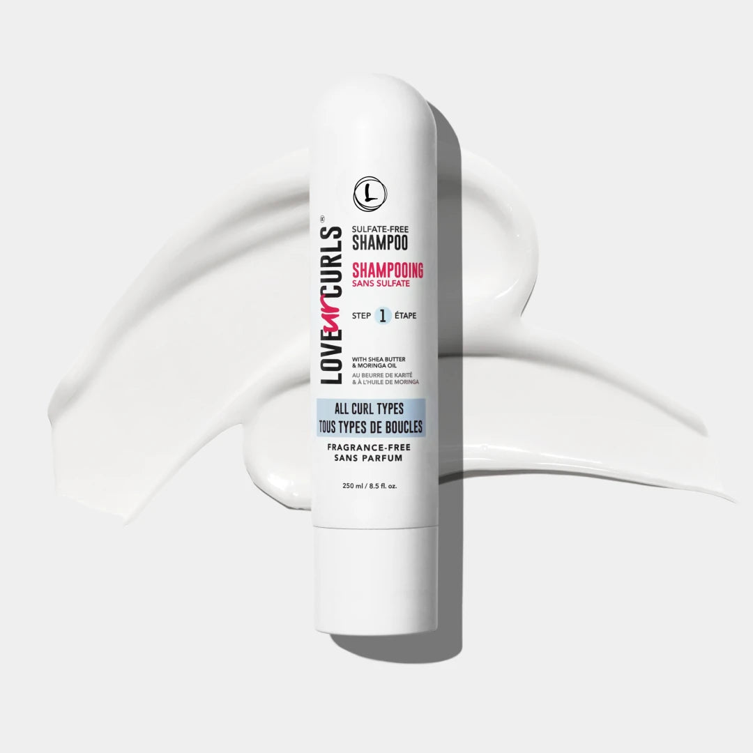 Love Ur Curls shampoo bottle on a white background