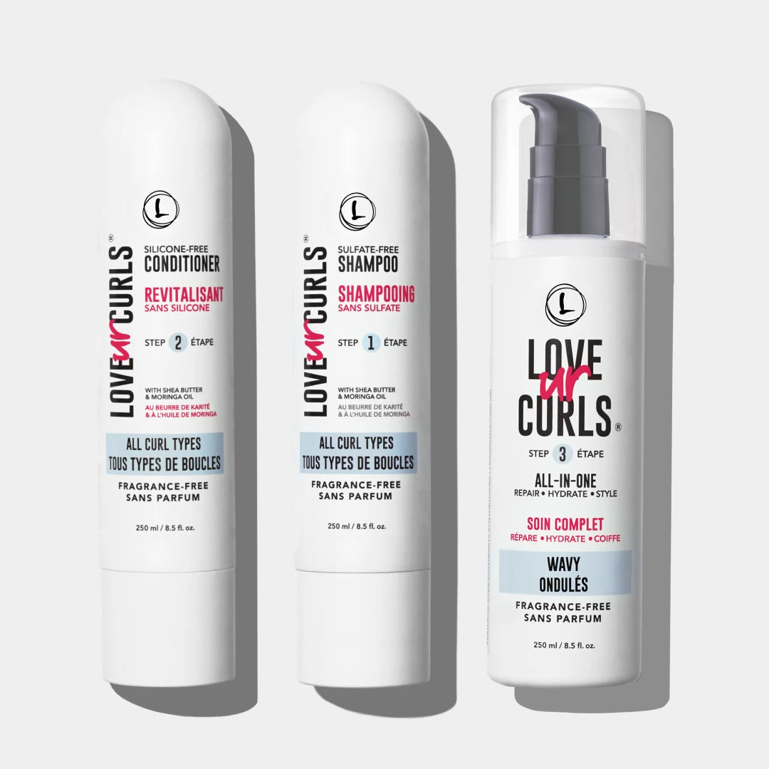 fragrance free 3 step system wavy with conditioner shampoo and styler