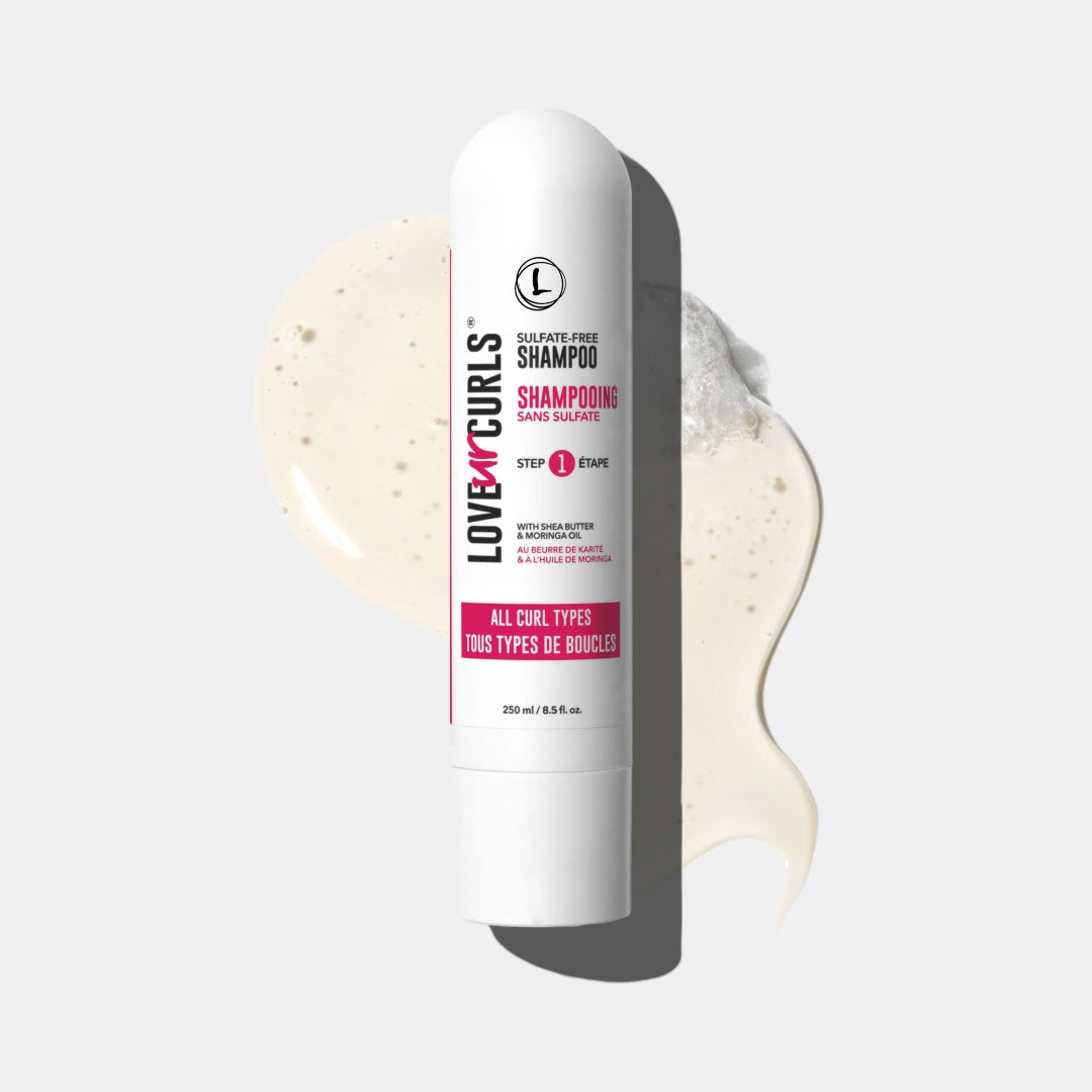Love 4 Curls shampoo bottle with a white background