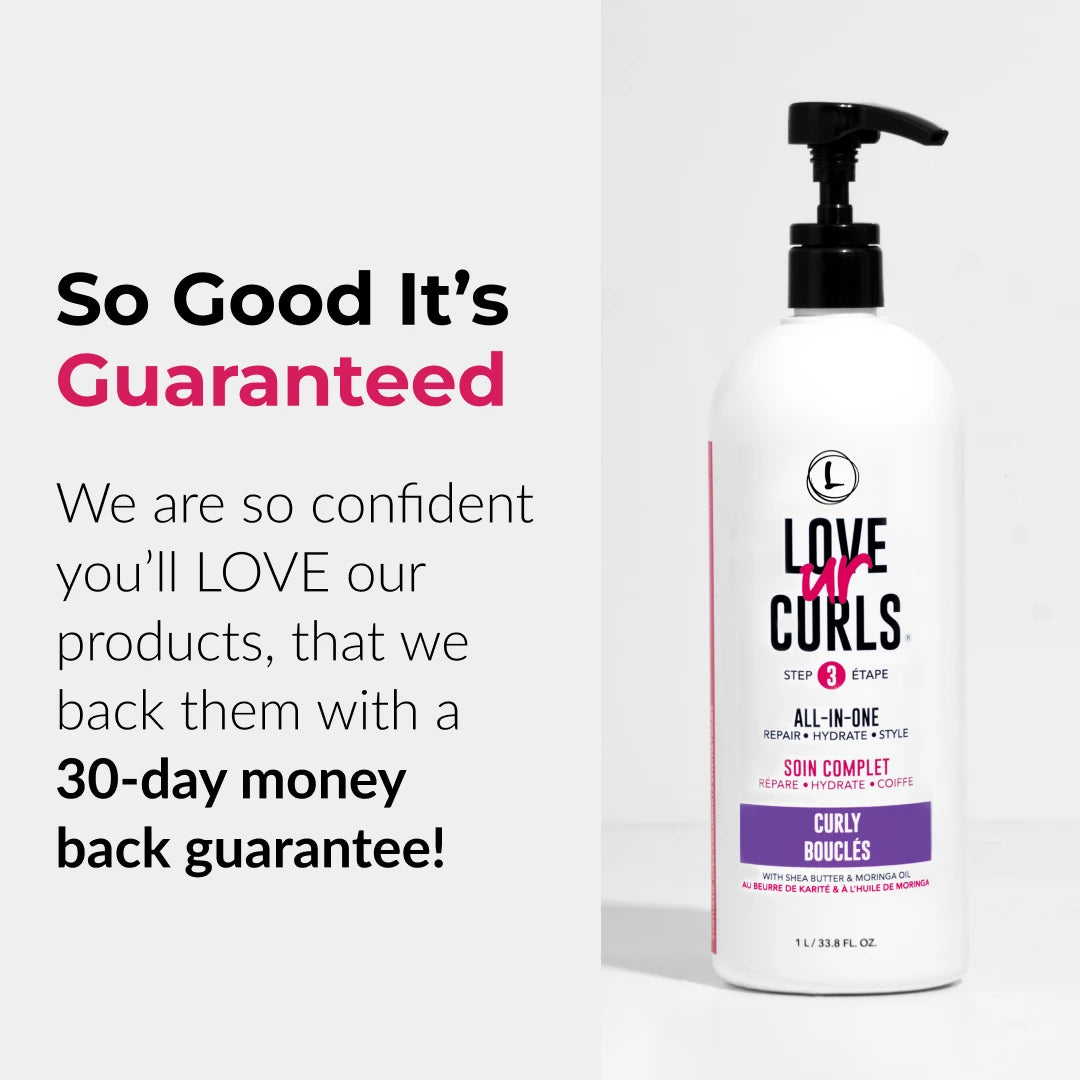 Love ur Curls hair care product with promotional text on a white background