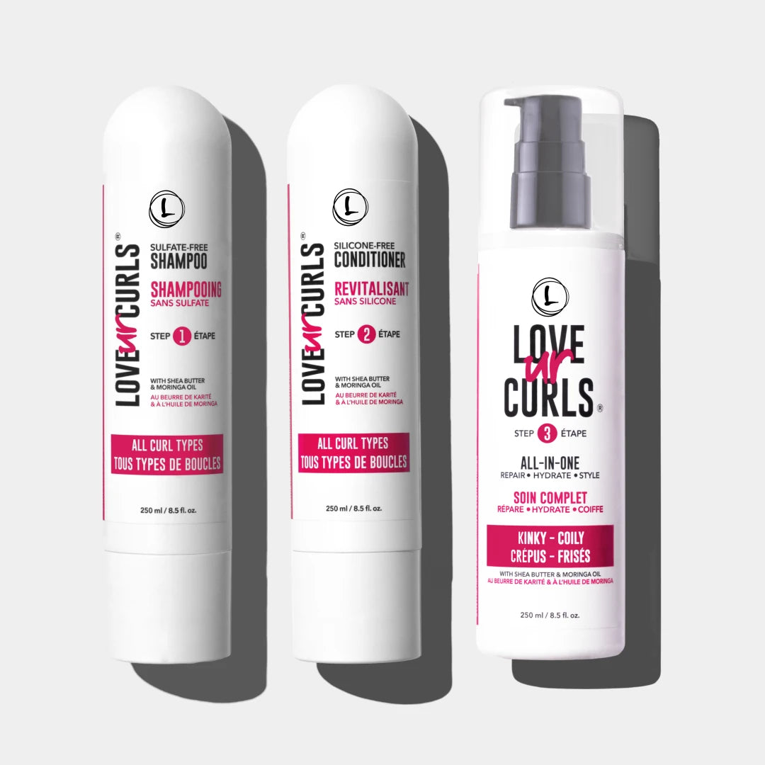 kinky coily 3 step system shampoo conditioner and styler for kinky coily in 3 step system
