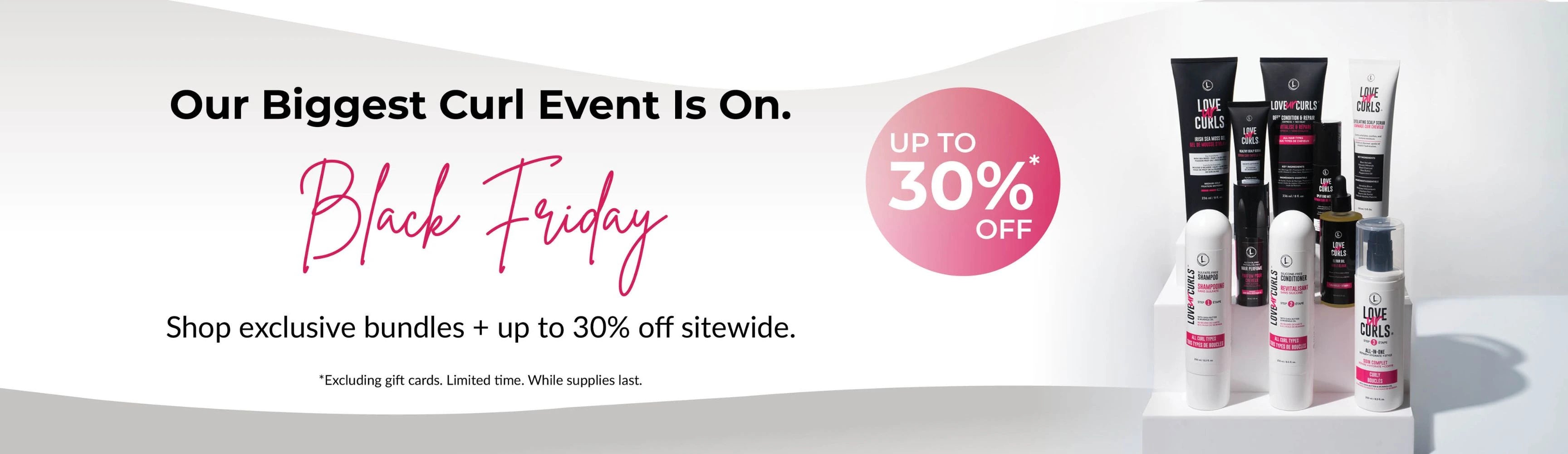 Black Friday promotion for LUS Brands Love Ur Curls with discounts on products.