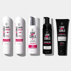 Collection of Love Ur Curls hair care products on a white background #wavy