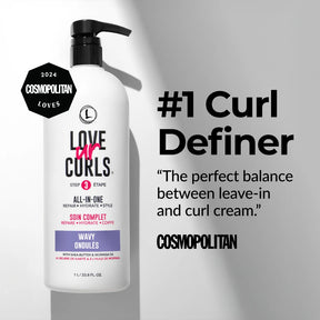 Bottle of Love ur Curls curl definer with text on a gray background