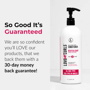 Love Ur Curls conditioner bottle with promotional text on a white background