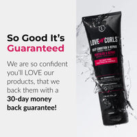 Love Ur Curls hair care product with promotional text on a white background