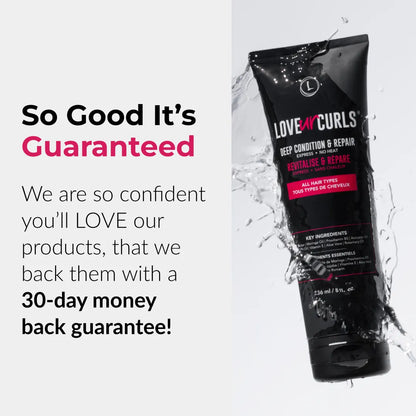 Love Ur Curls hair care product with promotional text on a white background